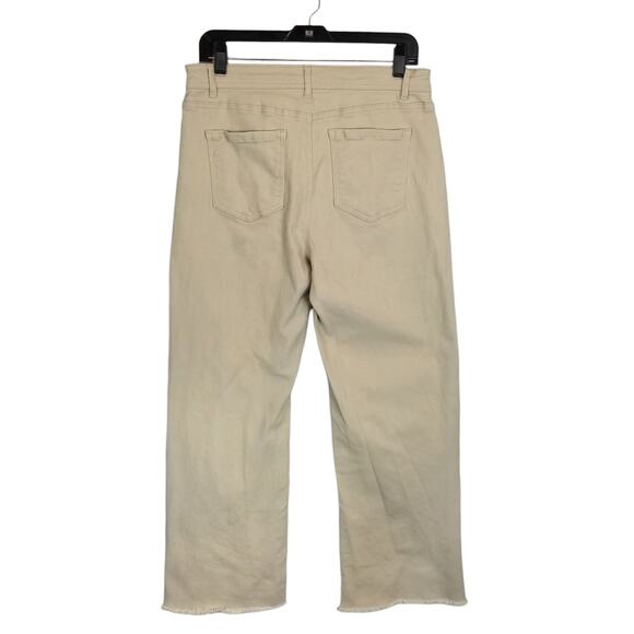 Forever 21 Women's High Rise Wide Leg Frayed Raw Hem Jeans Tan Size 30 - Picture 2 of 7